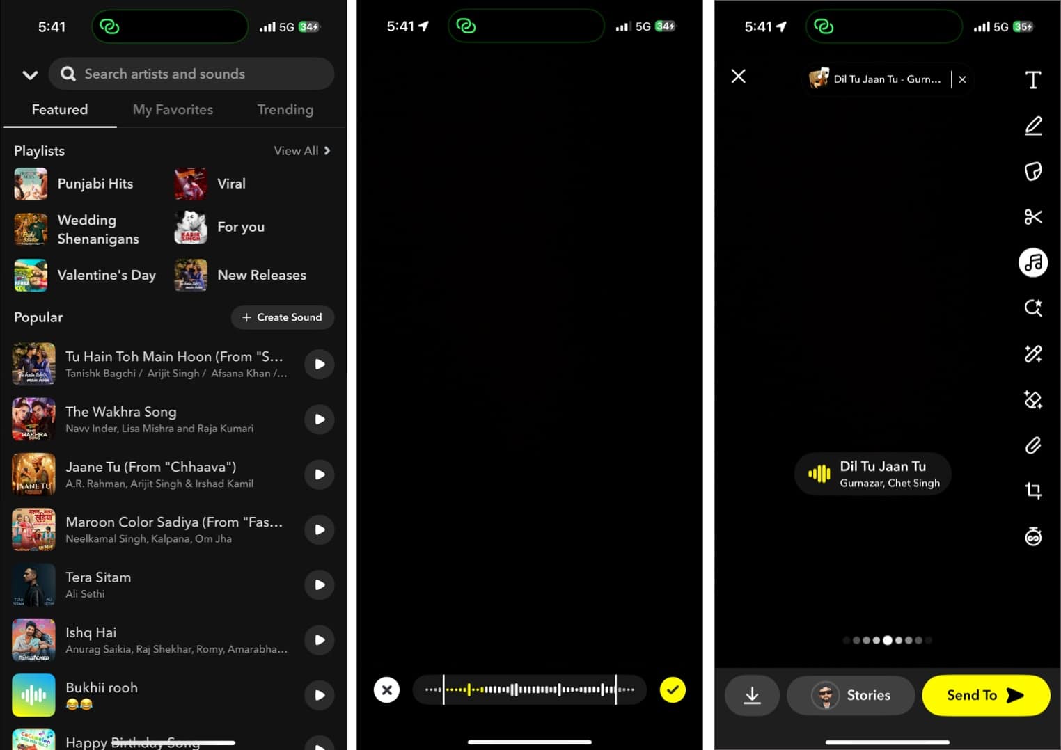 Add background music to a Snapchat Story.