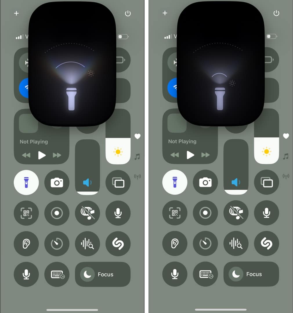 Adjust flashlight beam width on iPhone.