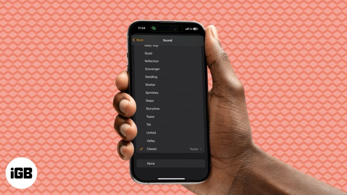 Ringtones available in the clock app on an iphone
