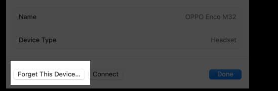 Click Forget this device button.