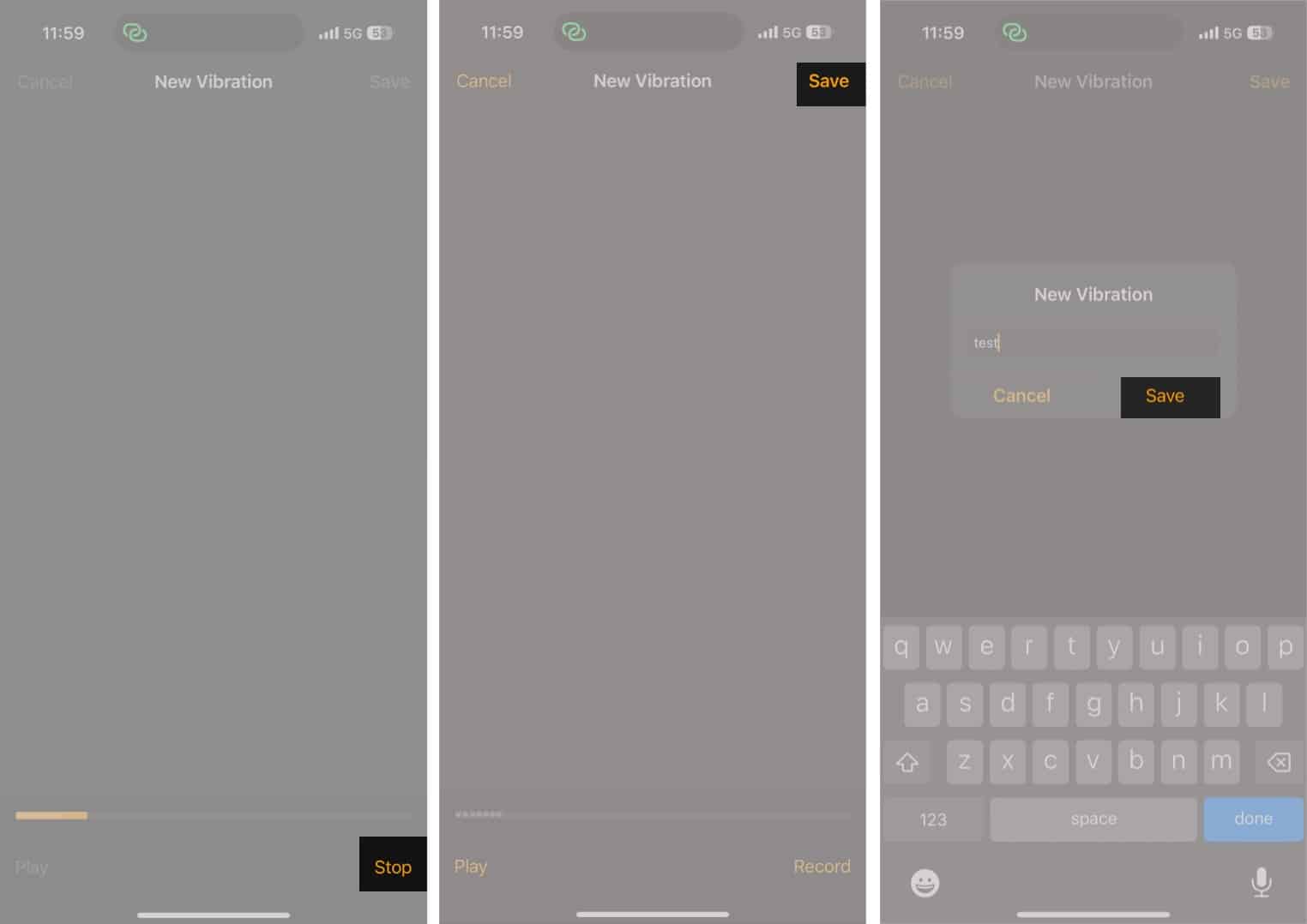 Create and save custom vibration pattern on iPhone.