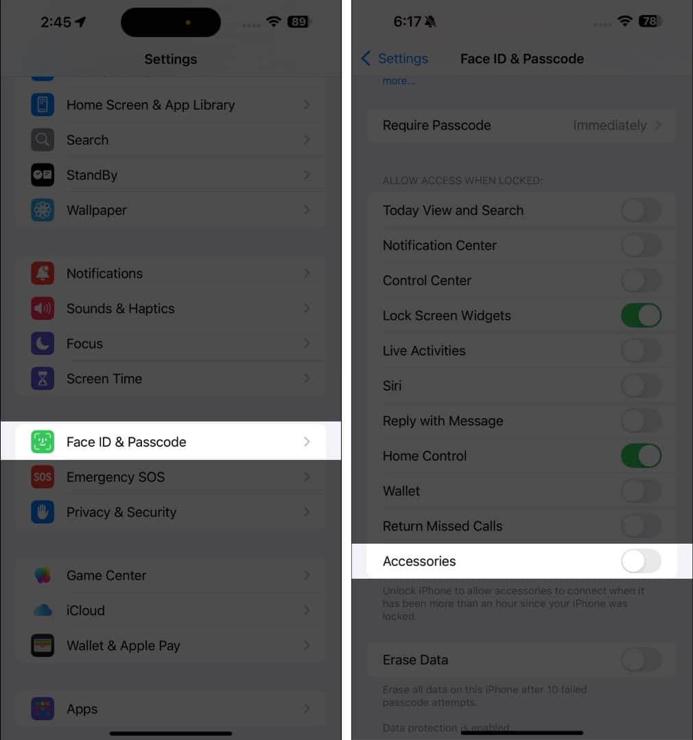 Disabling Accessories on iPhone Lock Screen.