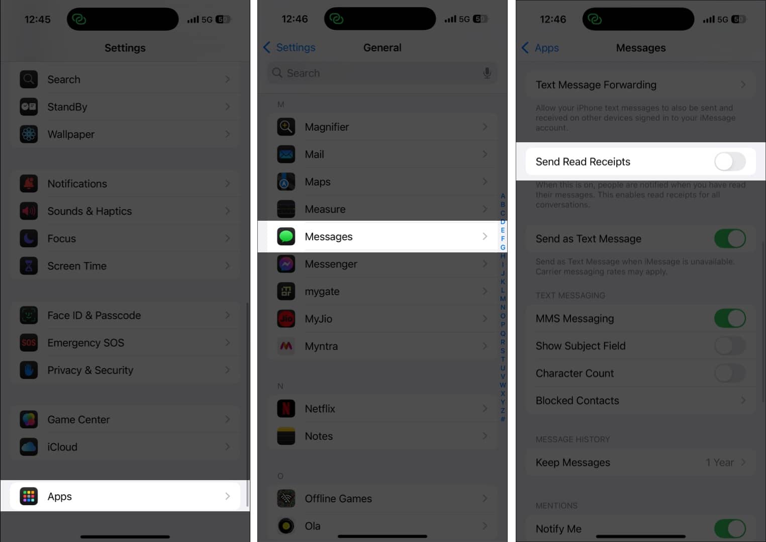 Disable read receipts for all contacts in Messages on iPhone.