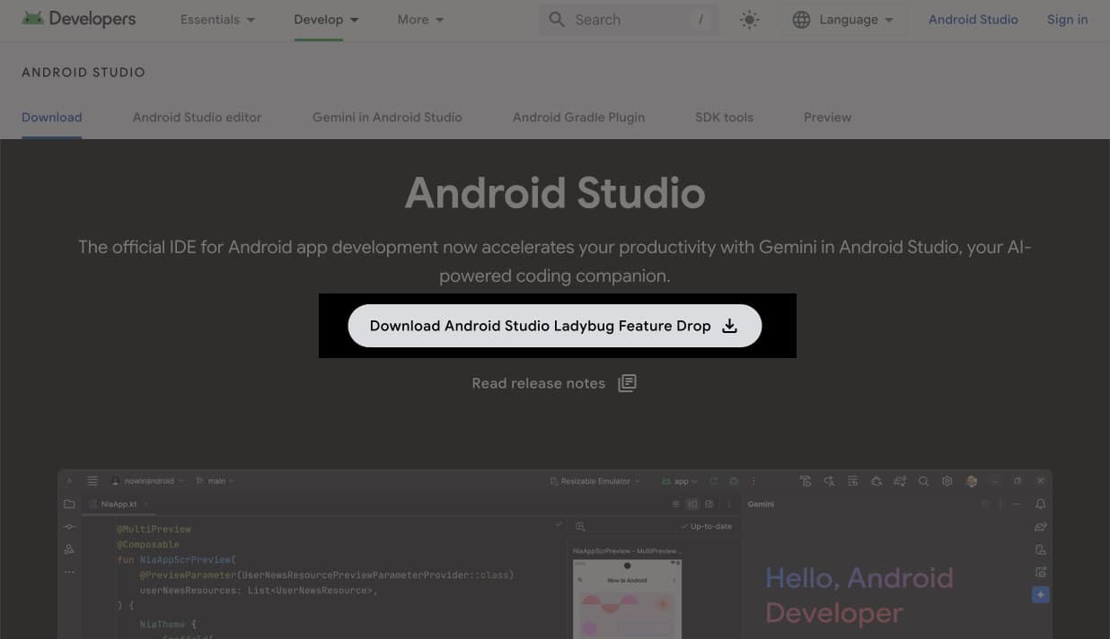 Download Android Studio on your Mac.