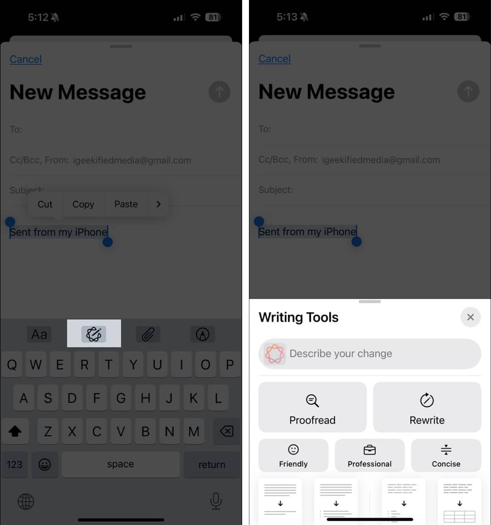 Generate your mail with AI Writing Tools.