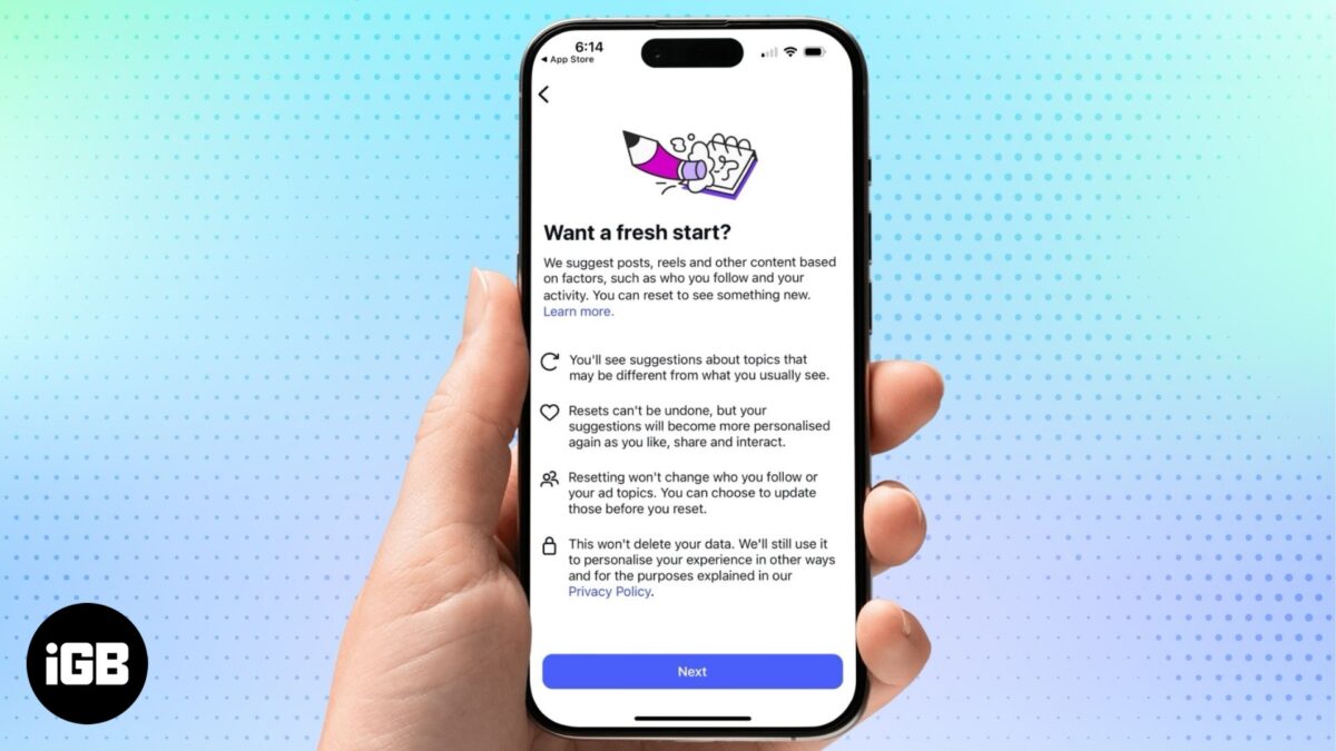 Resetting the instagram algorithm on an iphone