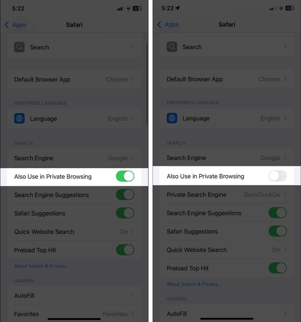 Navigate to Settings open Apps select Safari and disable Also Use in Private Browsing option.