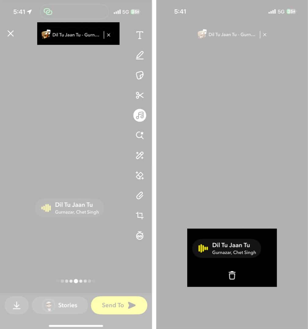 Remove music from a Snapchat story.