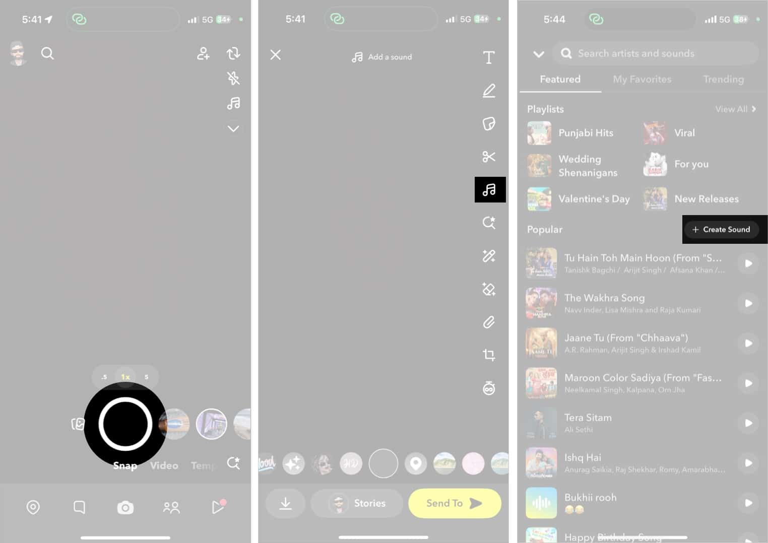 Tap the Capture button to take a photo then tap the Music Note to create sound.