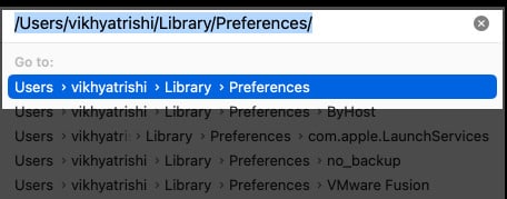 Type LibraryPreferences in the search field and press Enter.