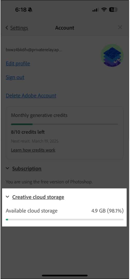 Adobe Creative Cloud integration in the iOS Photoshop app.
