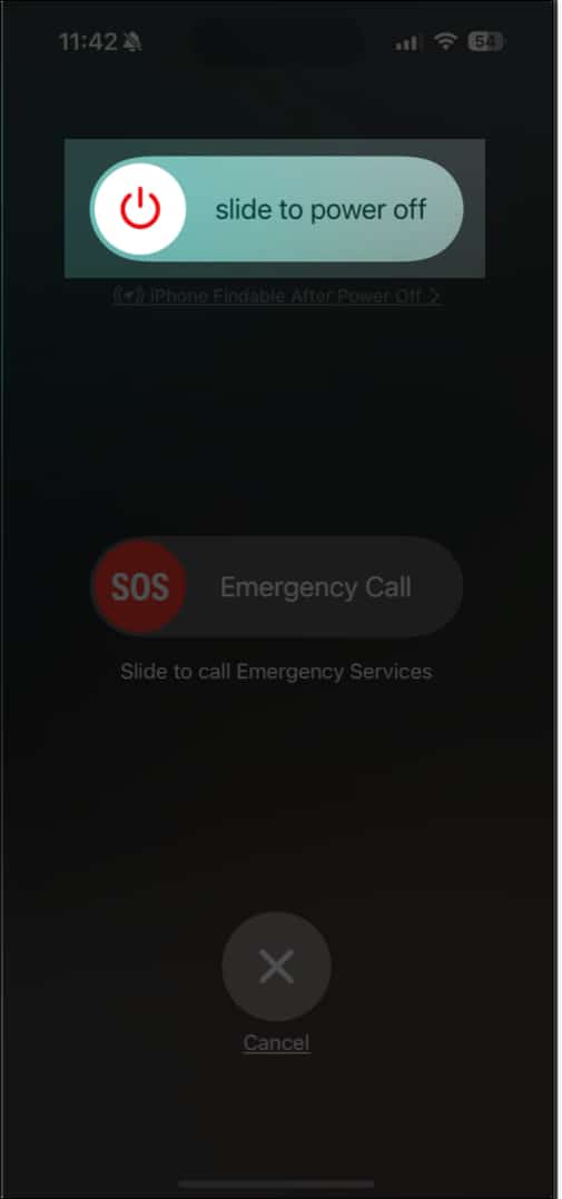 Slide to power off slider on an iPhone.