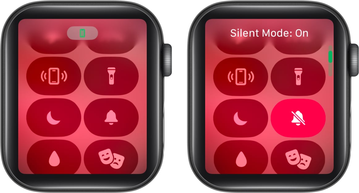 Putting an Apple Watch into Silent Mode.