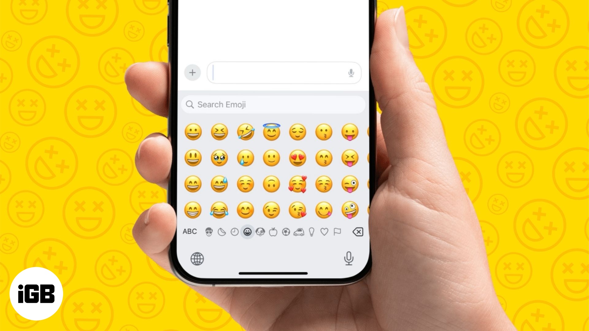 Accessing and using the Emoji keyboard on an iPhone.