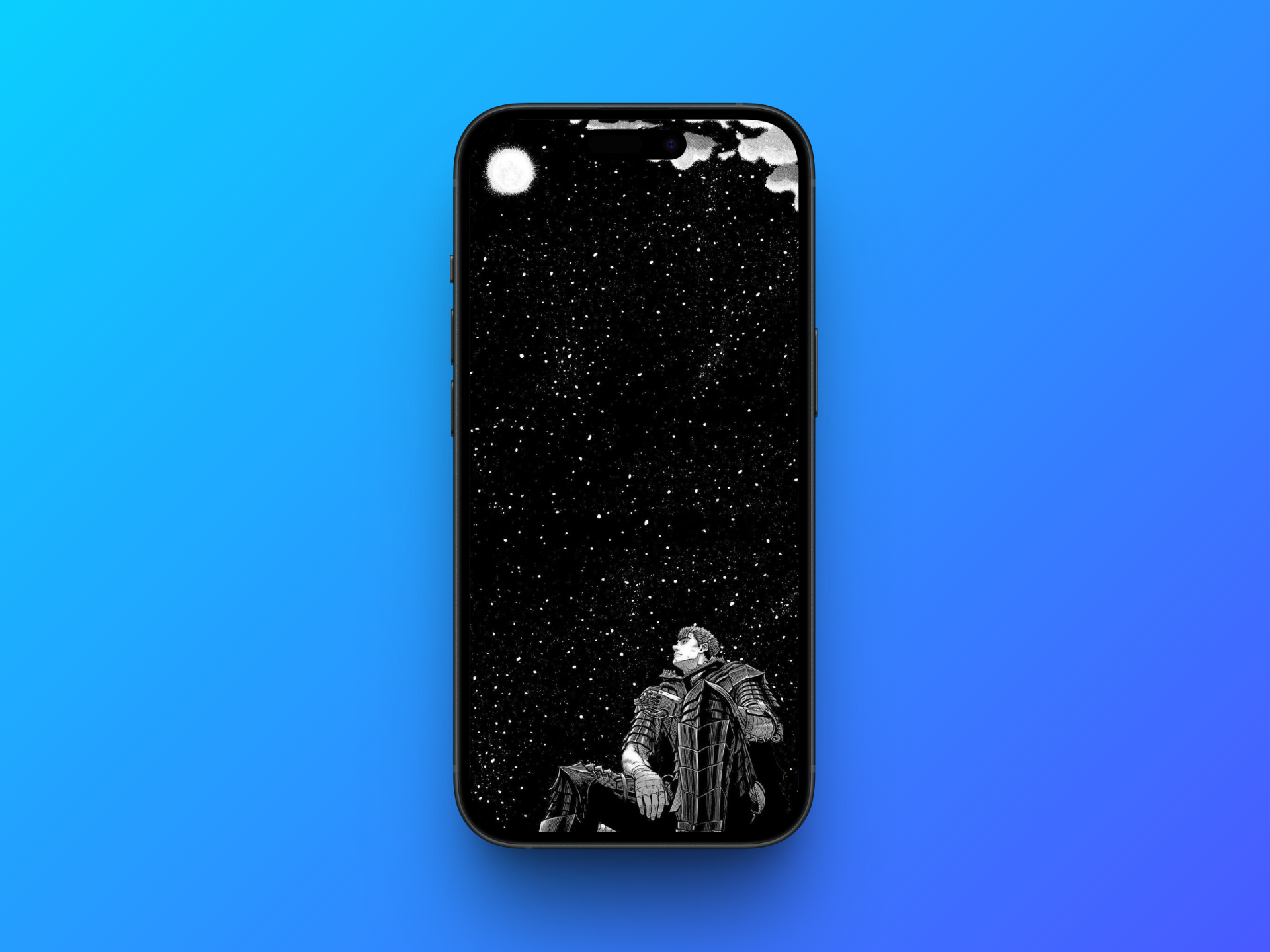Berserk anime wallpaper in iphone mockup