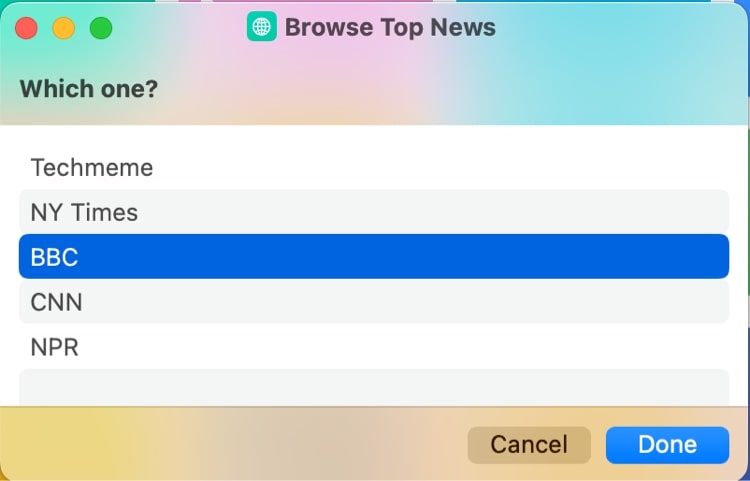Browse top news siri shortcuts