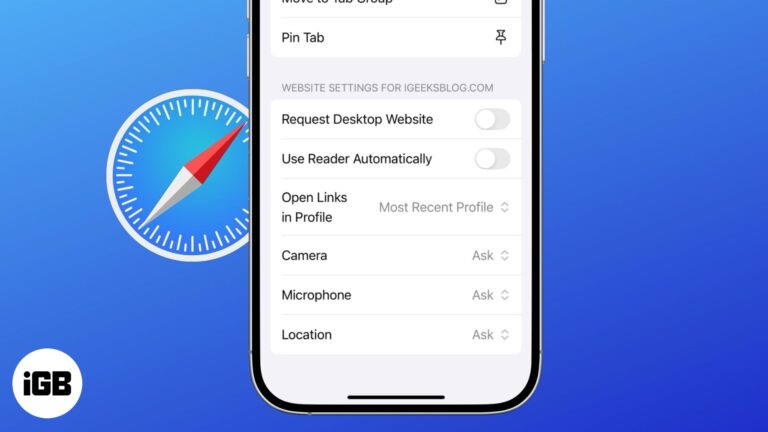 Customize website settings in Safari on iPhone.