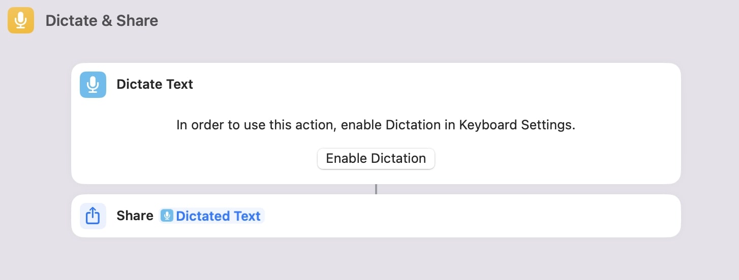 Dictate and share siri shortcuts