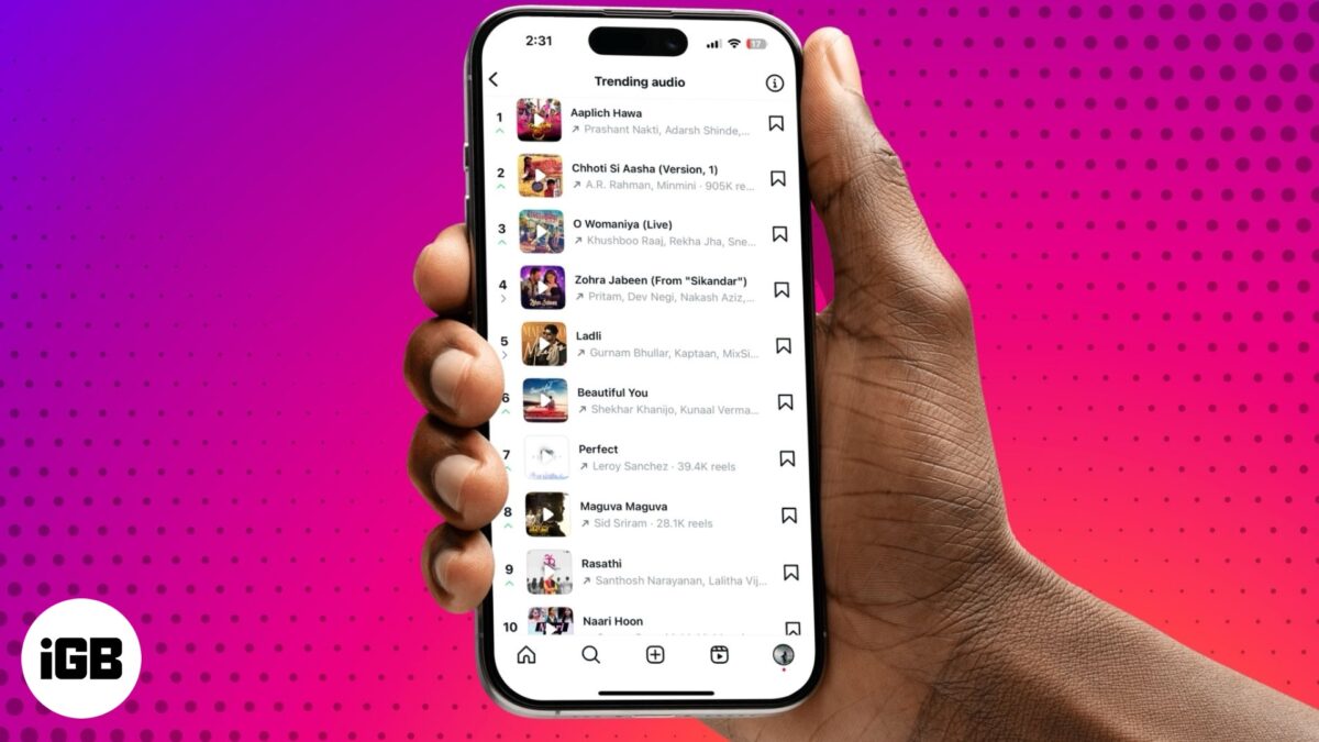 Find trending audio on instagram on an iphone