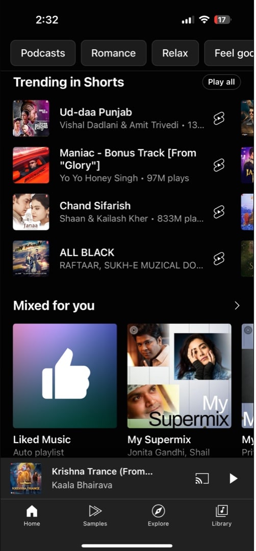 Looking for trending music on YouTube Shorts.