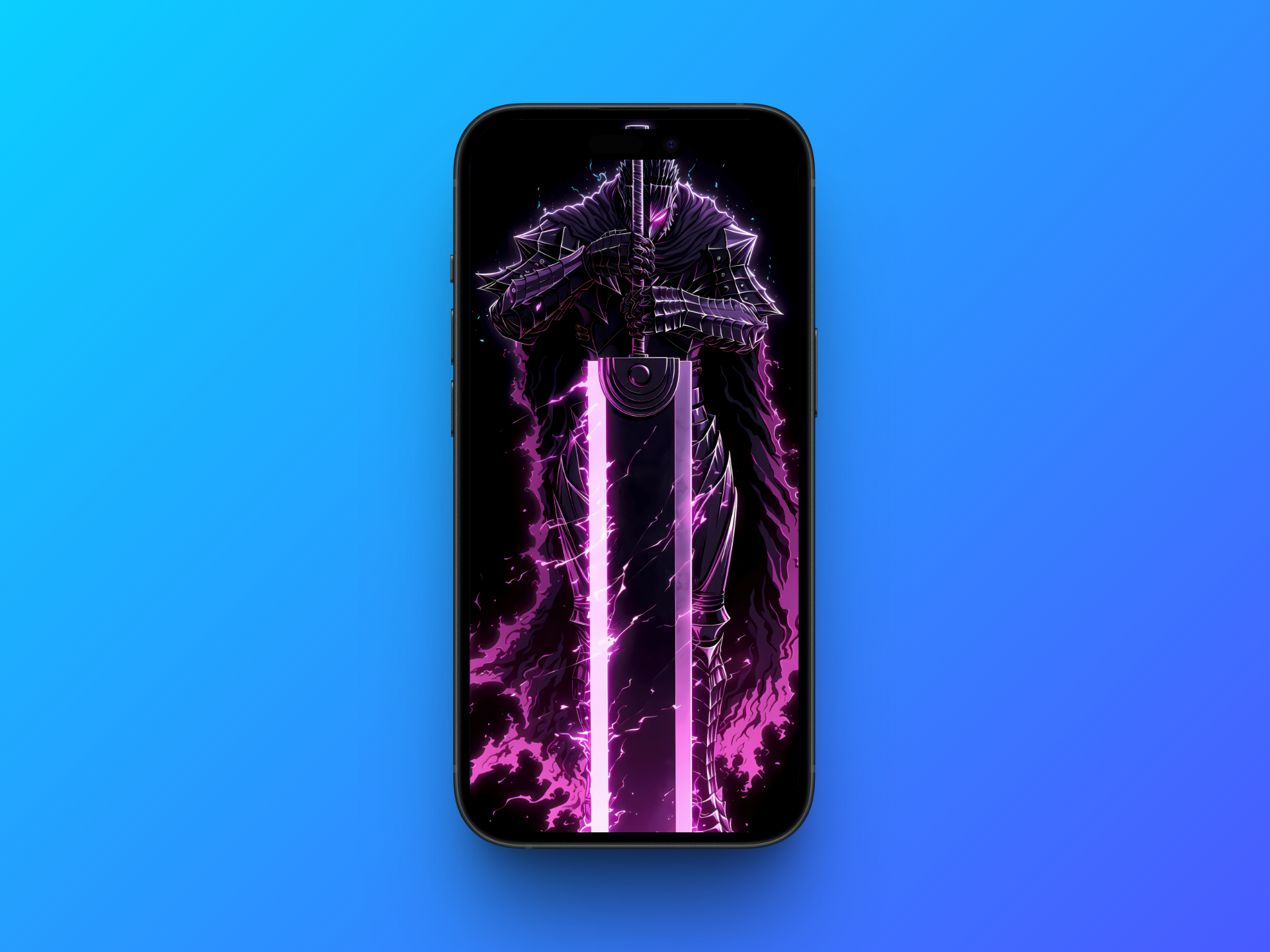 Guts neon wallpaper in iphone mockup