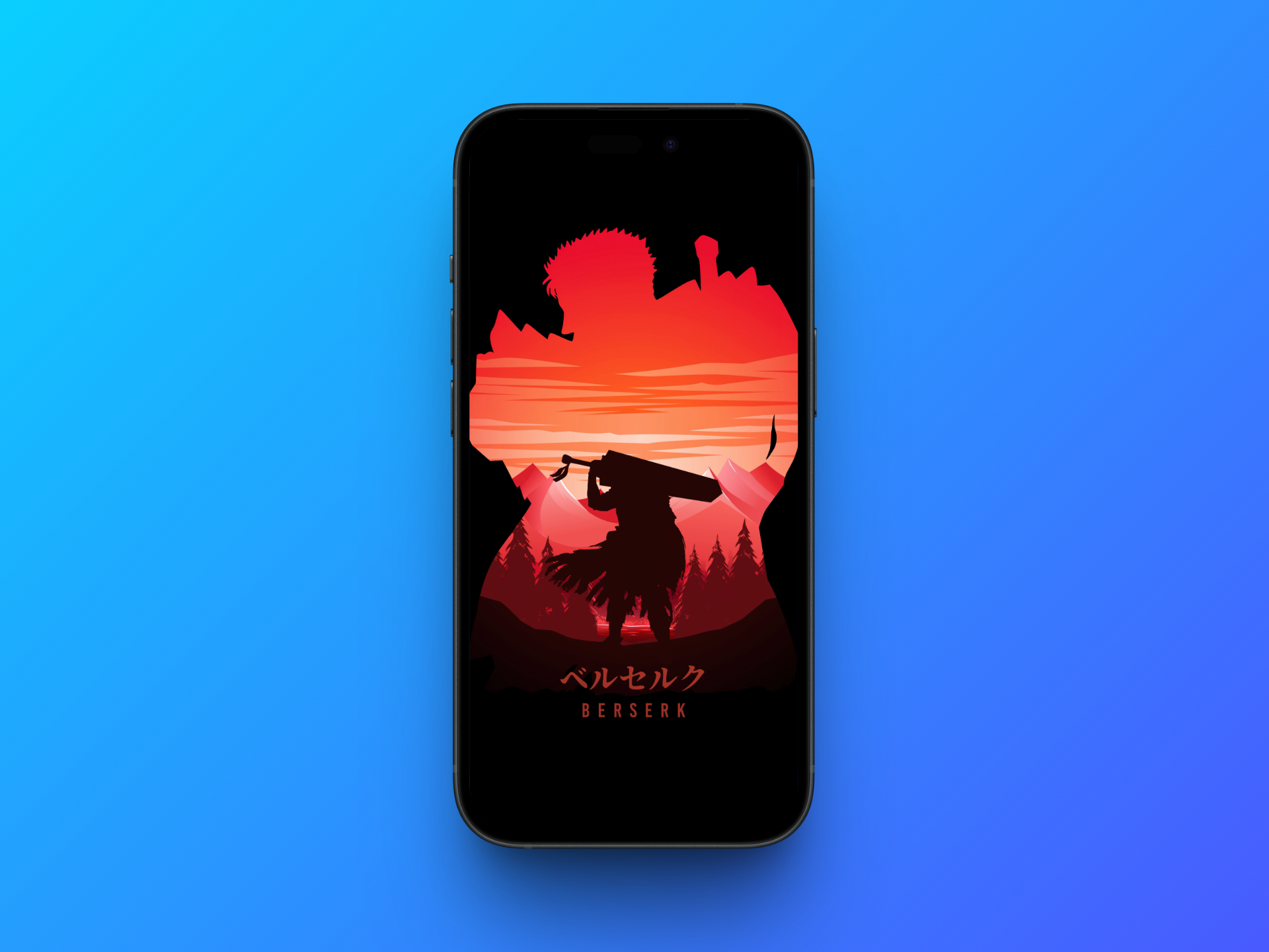 Guts in berserker wallpaper in iphone mockup