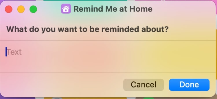 Remind me at home siri shortcuts