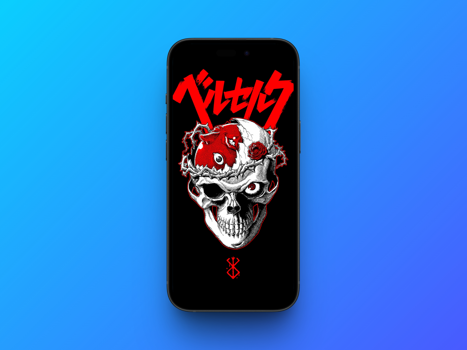 Skull knight berserk wallpaper in iphone mockup