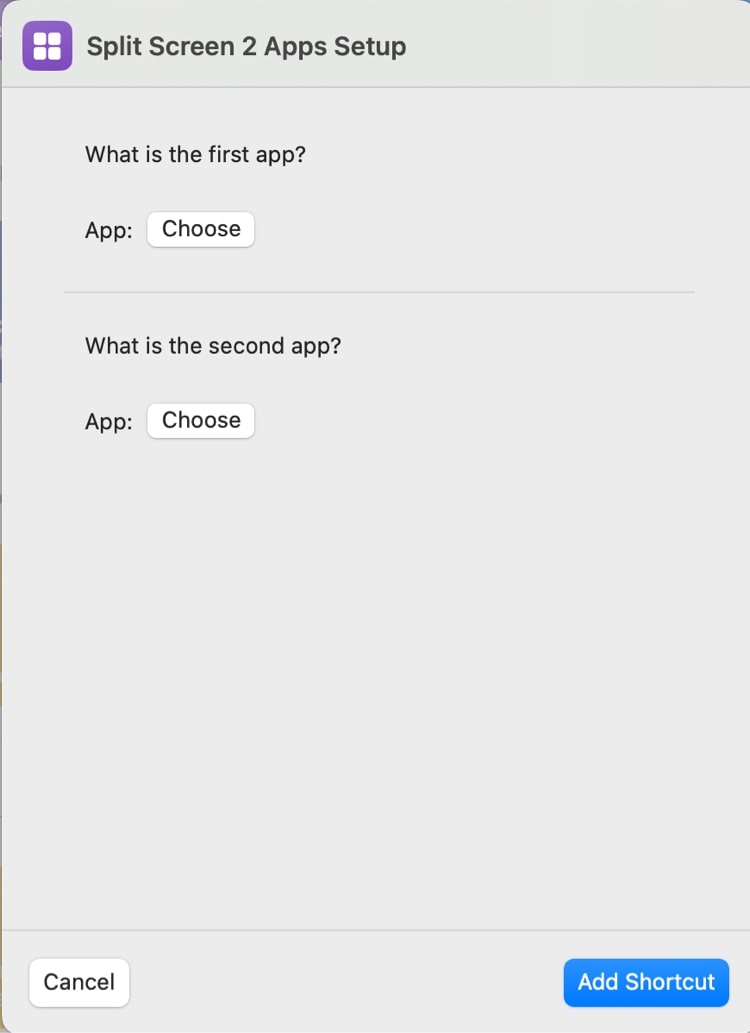 Split screen siri shortcuts