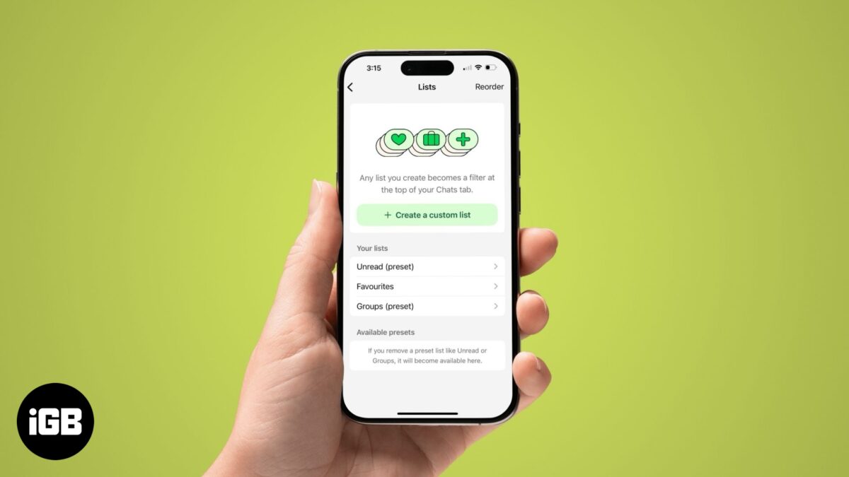 Creating and using a custom list on whatsapp on an iphone