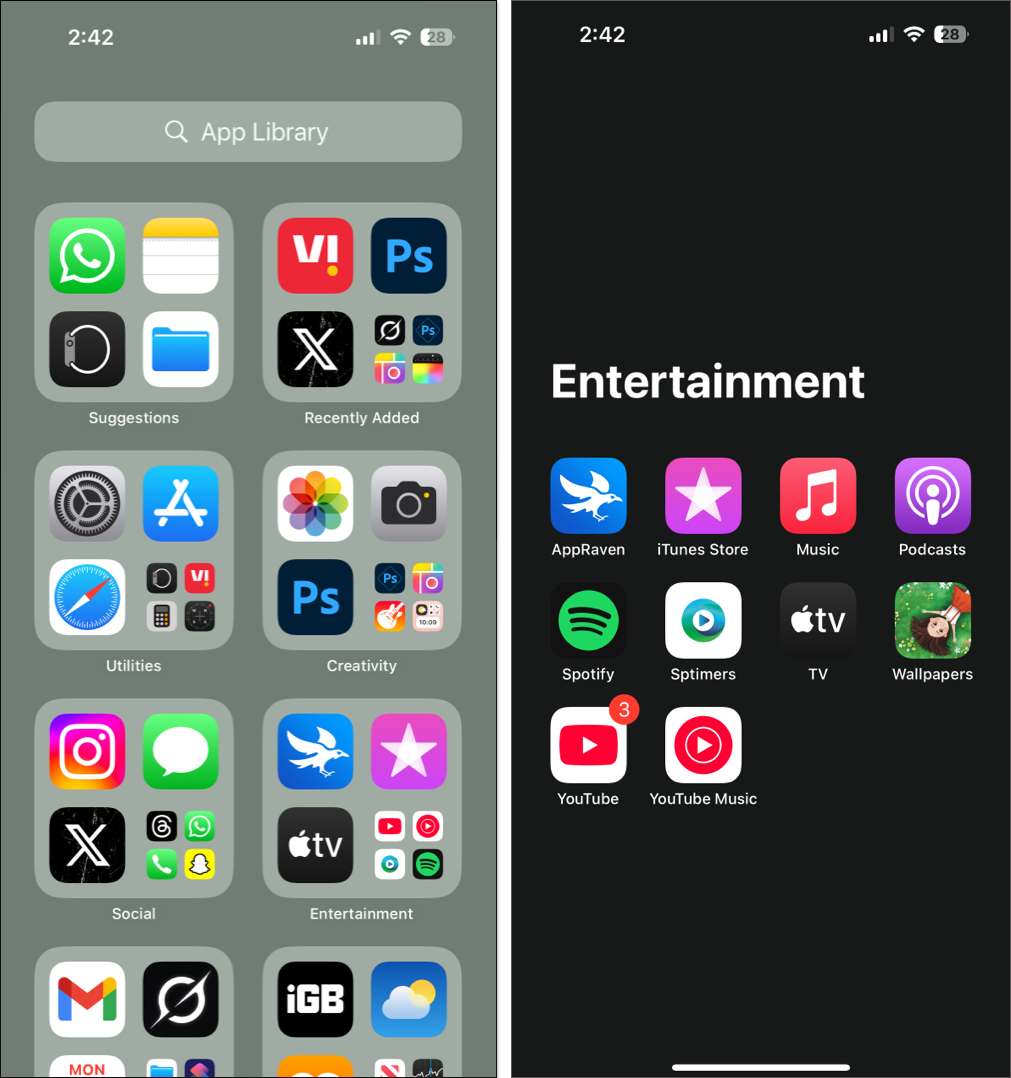 Access apps from app library on iphone
