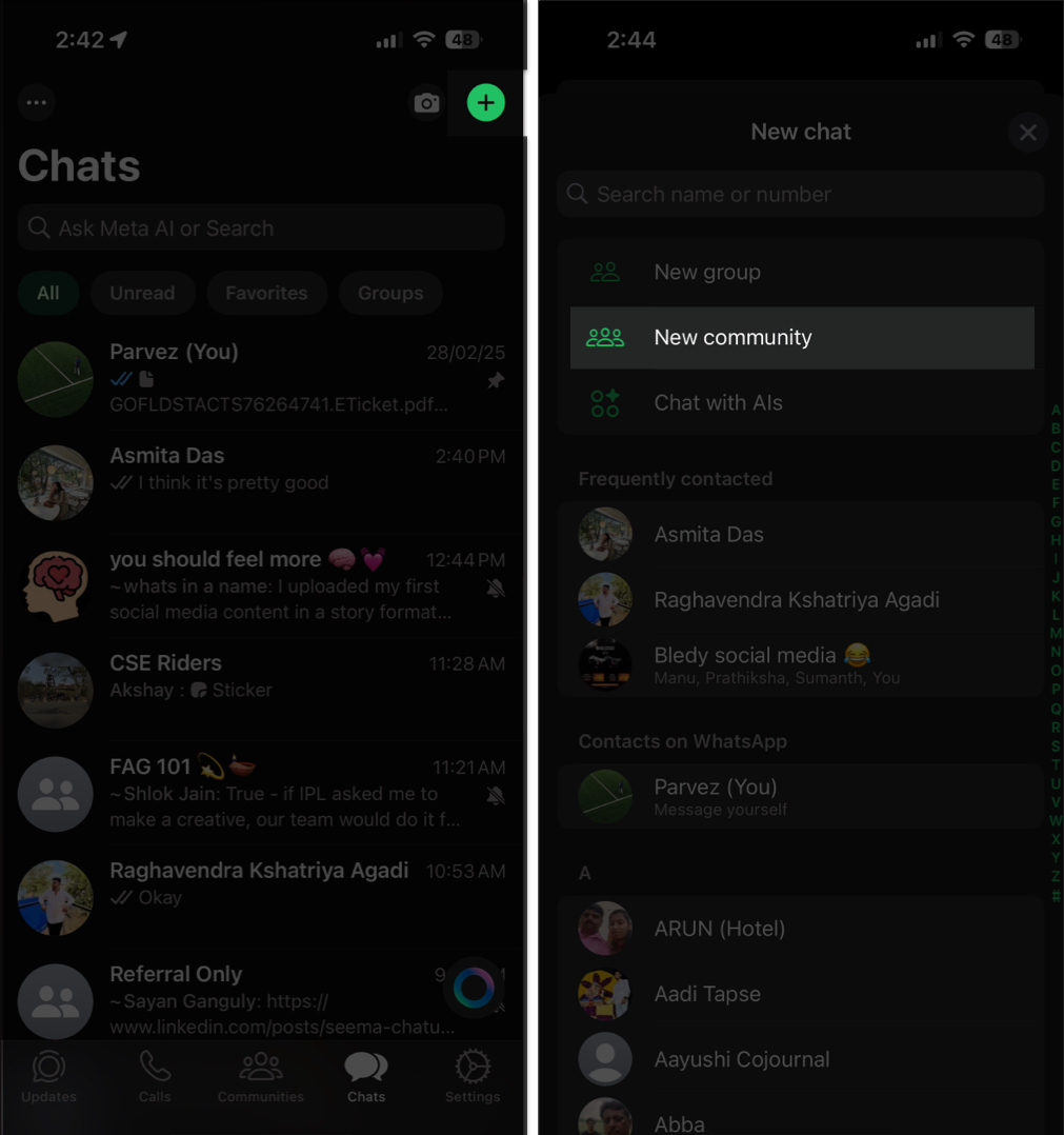 Creating a new whatsapp community on an iphone