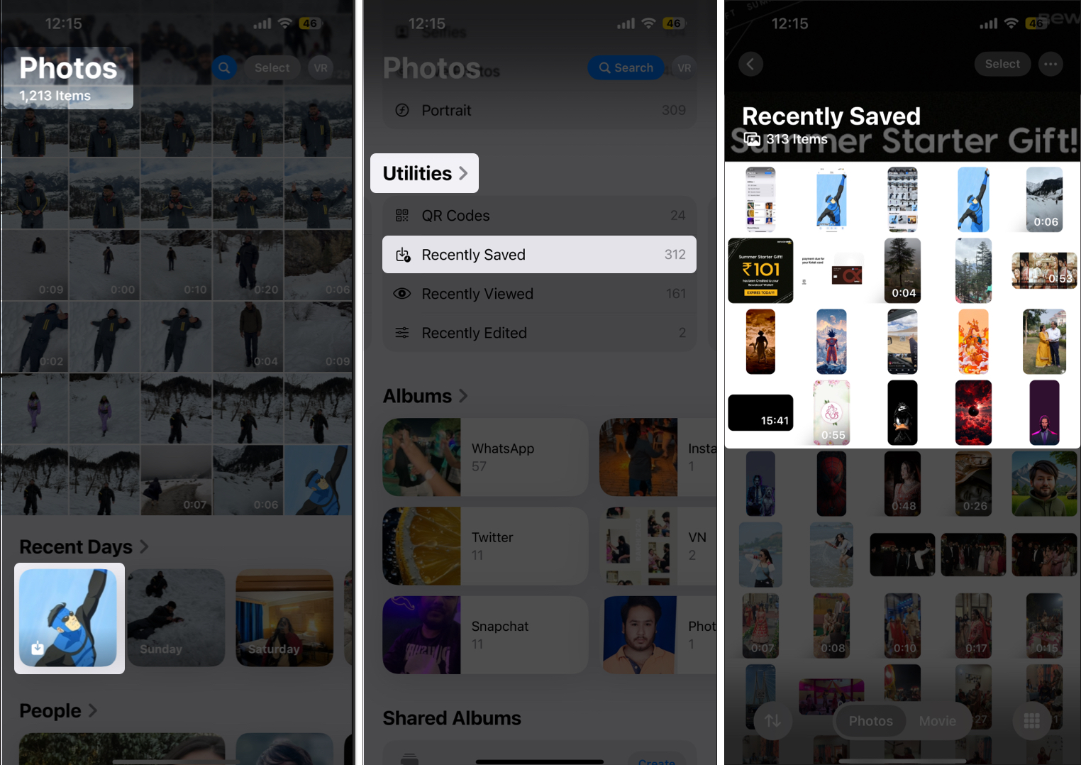 Finding downloaded photos and videos in ios photos app