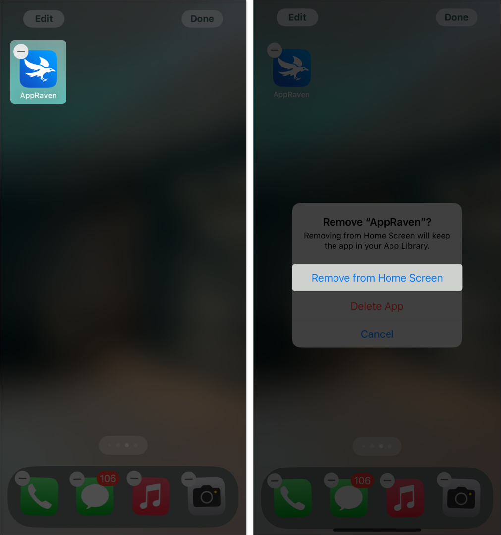 Removing app from the home screen on iphone