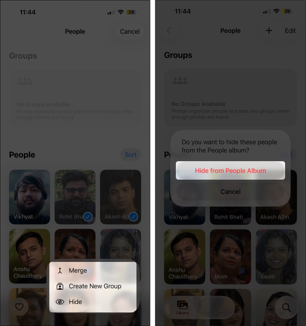 How to hide people in the people pets section