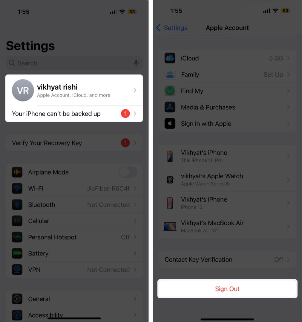 Sign out for disappear finish setting up iphone alert