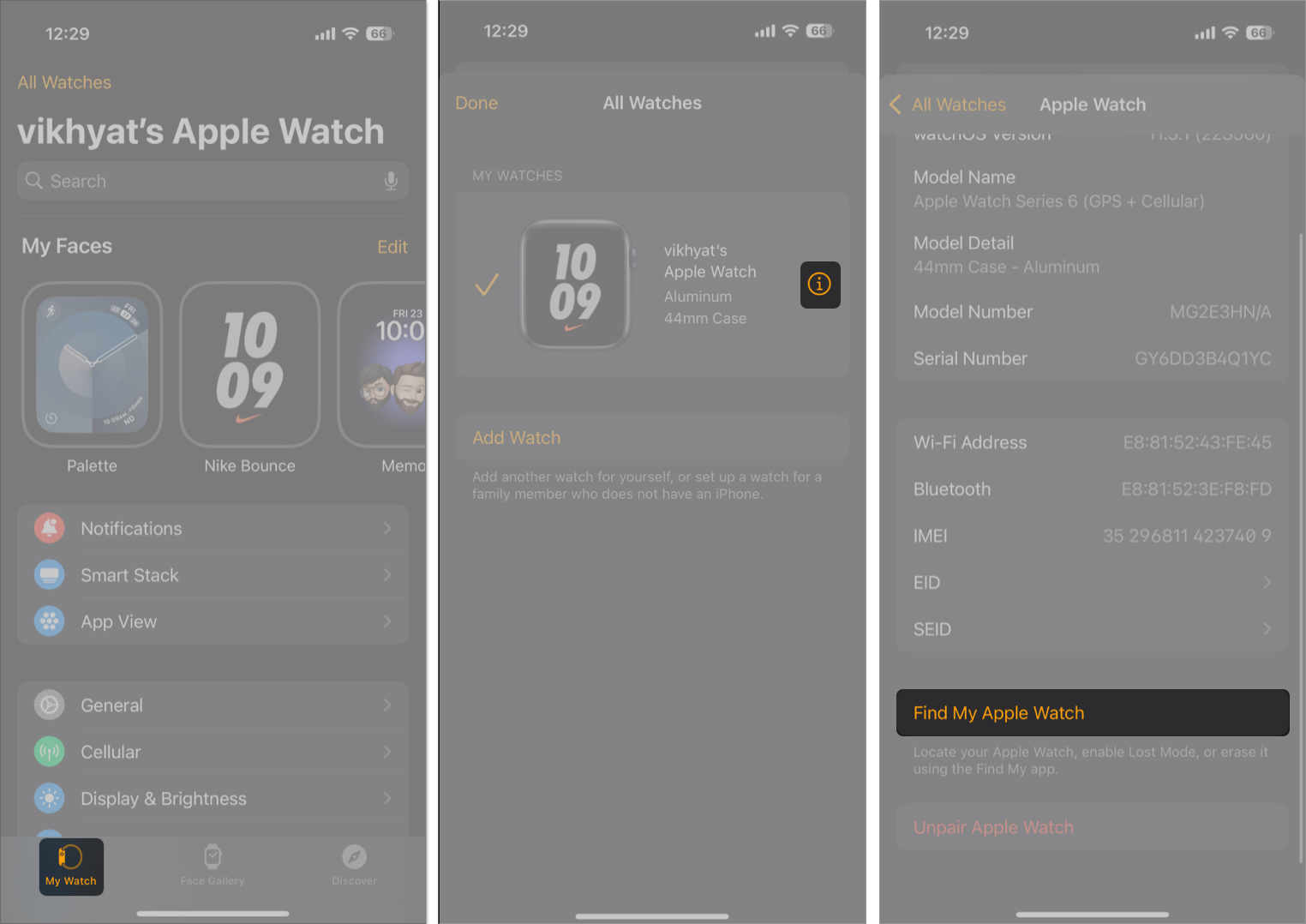 Checking the activation lock status on an apple watch