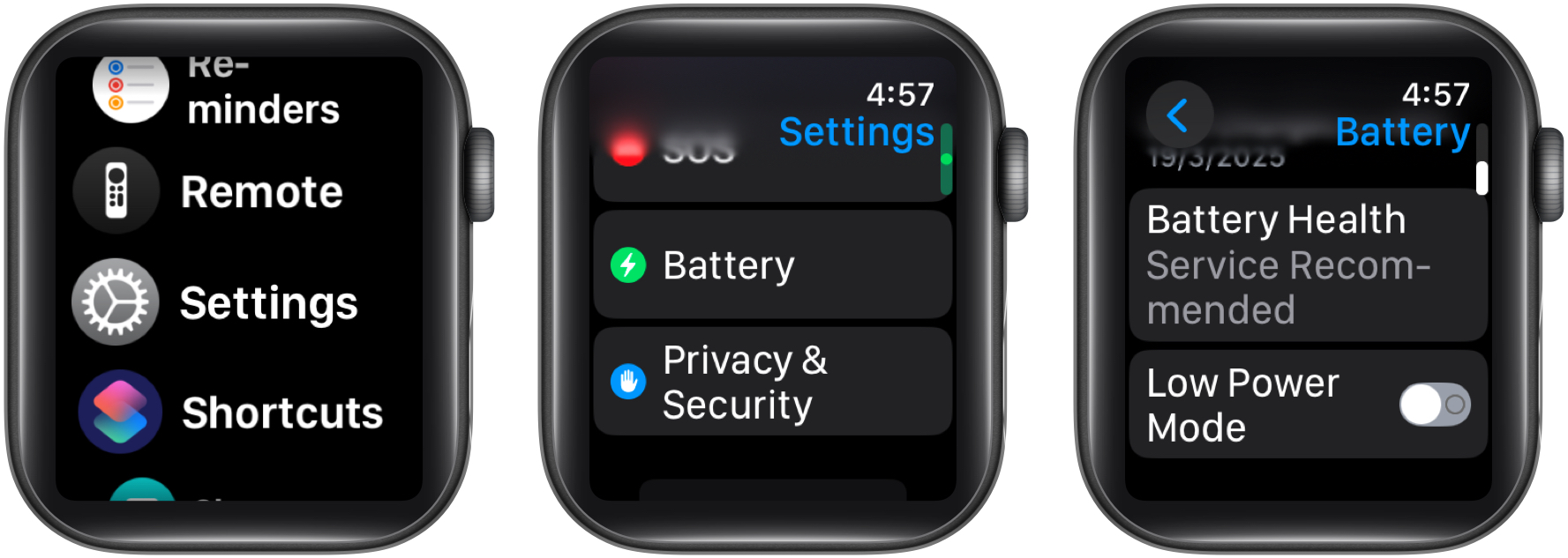 Check battery health on apple watch