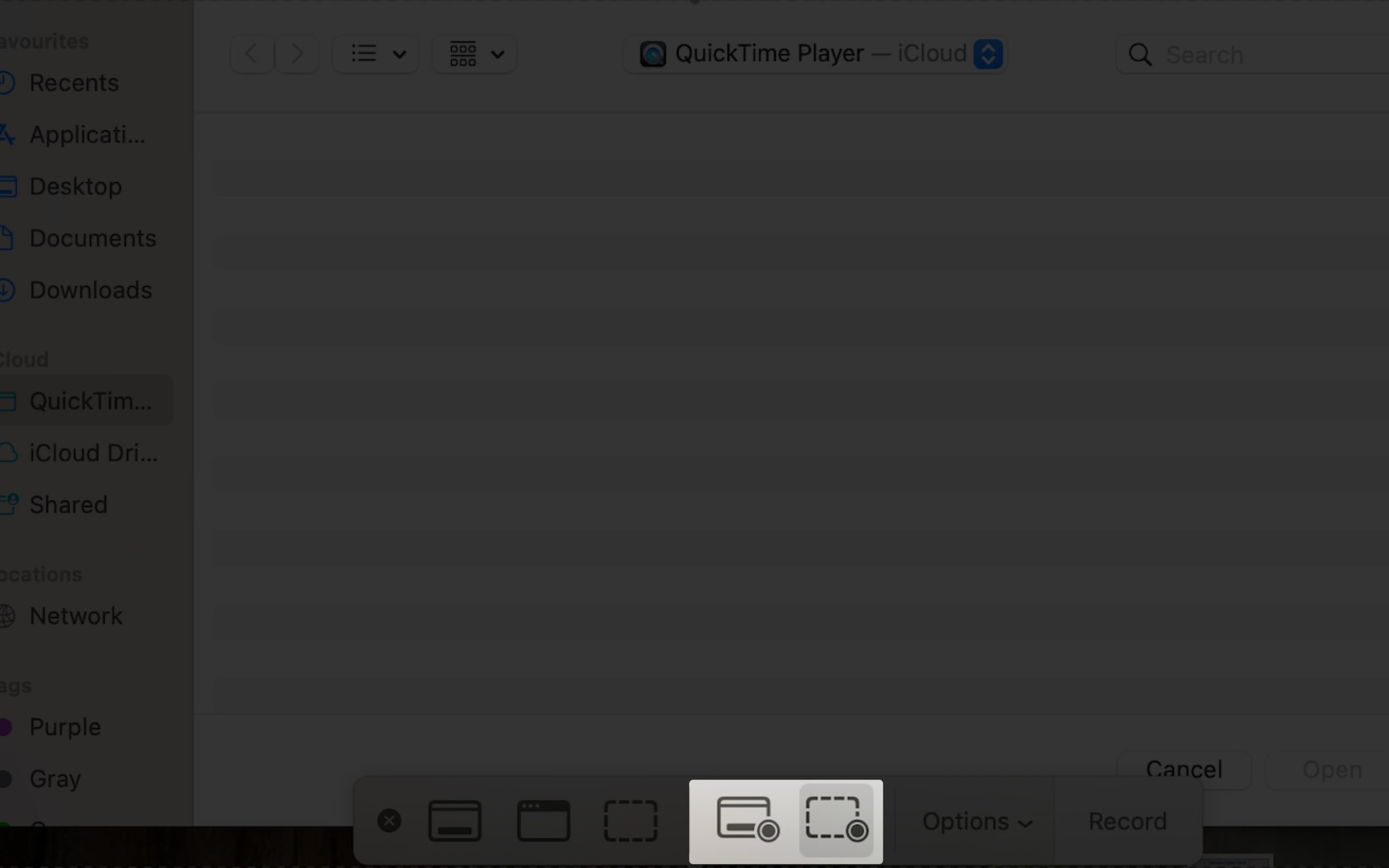Choose screen recording options on mac