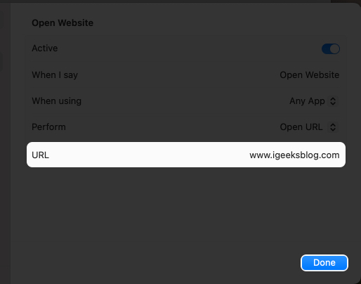Create own voice control command on mac