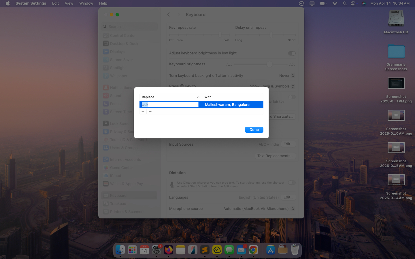 Deleting a text replacement shortcut on a mac