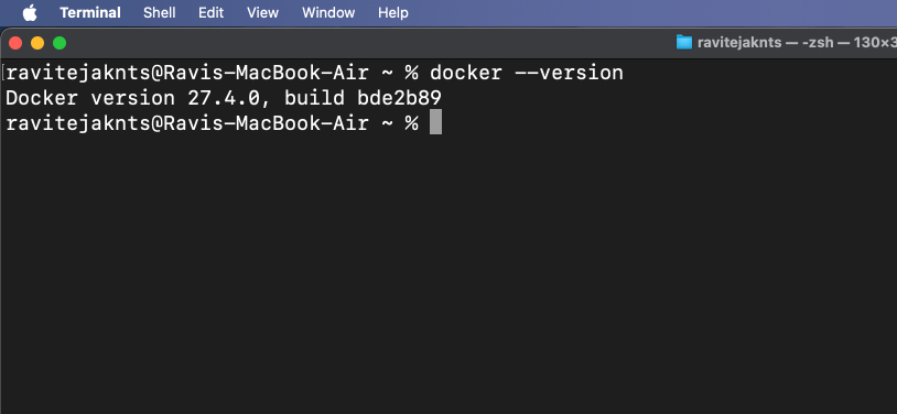 Checking if docker is installed on a mac via the terminal app
