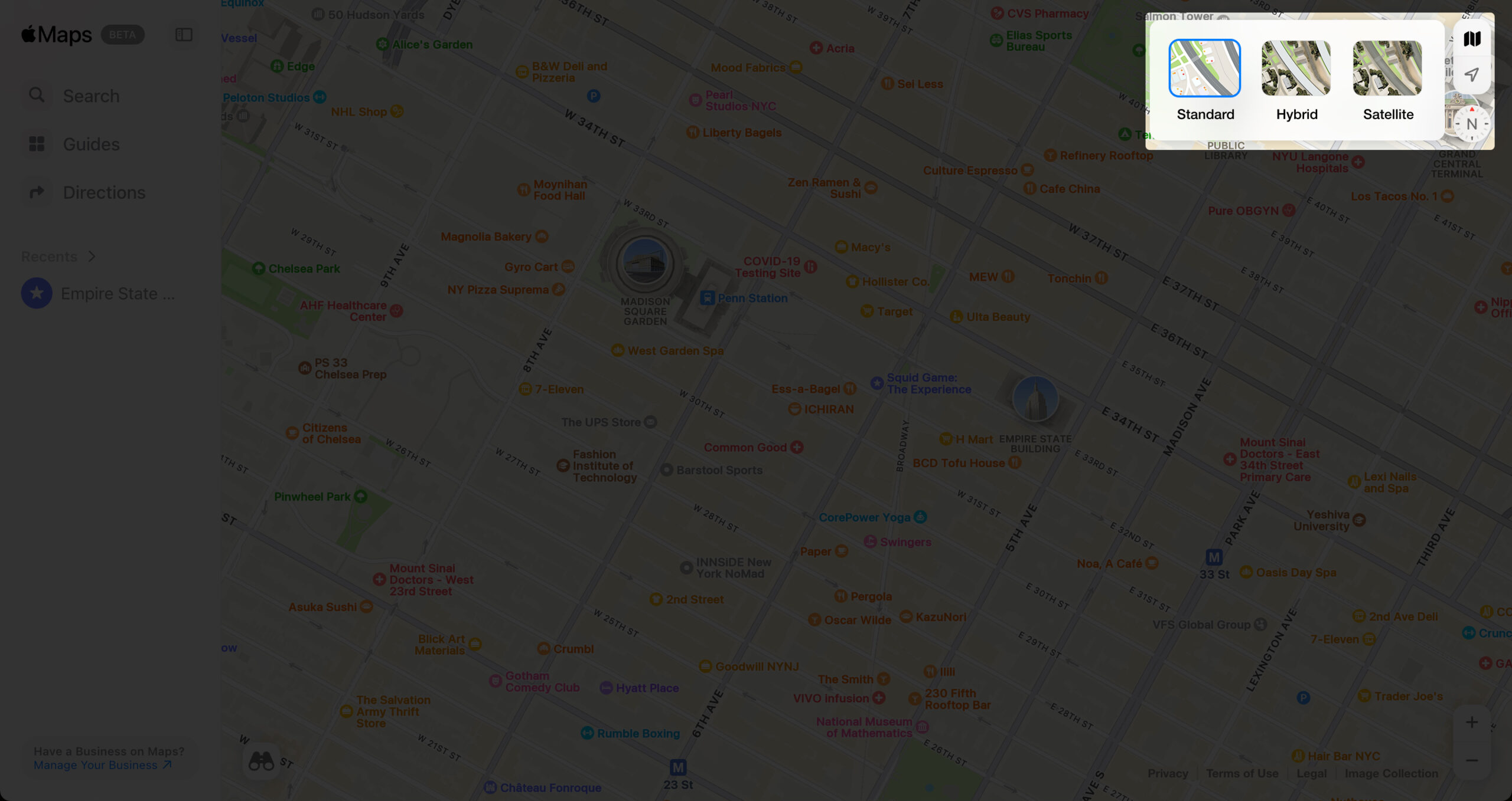 Get different map views in apple maps