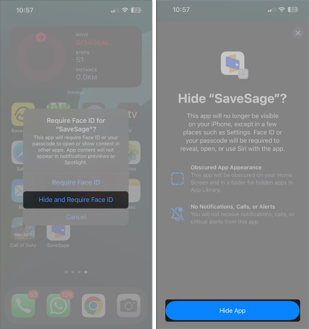 Hiding an app from the iphone home screen