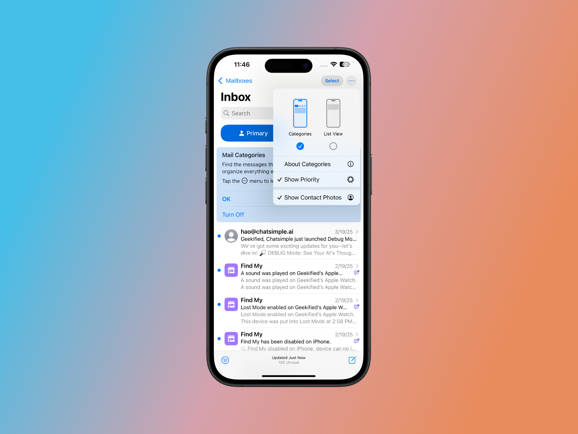 Ios 18 4 beta update   new contact photos toggle in mail app menu