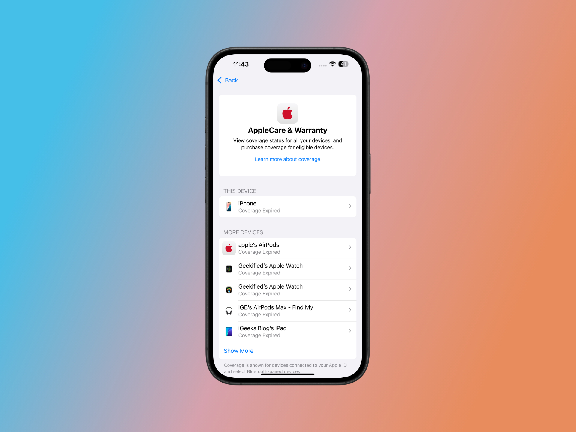 Ios 18 5 applecare access in settings