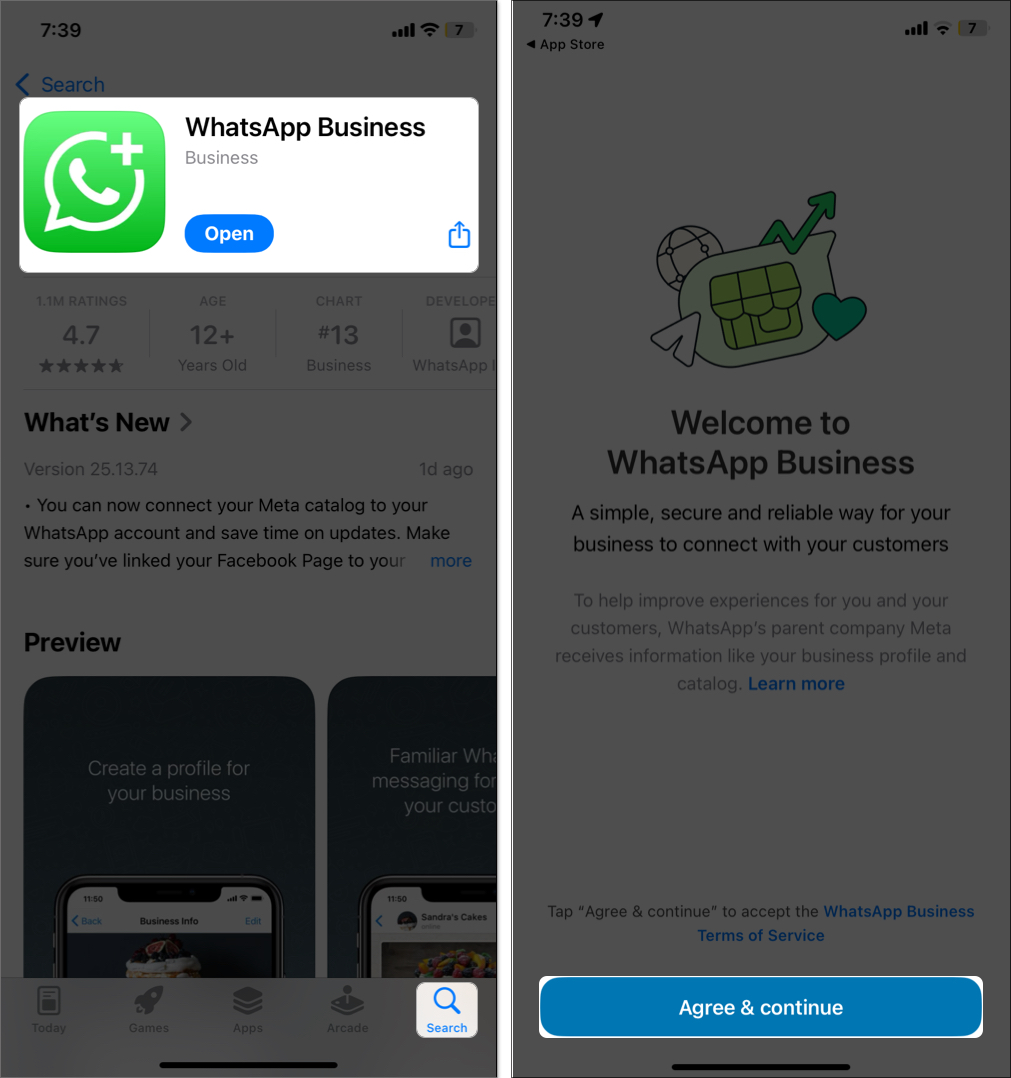 Install whatsapp business