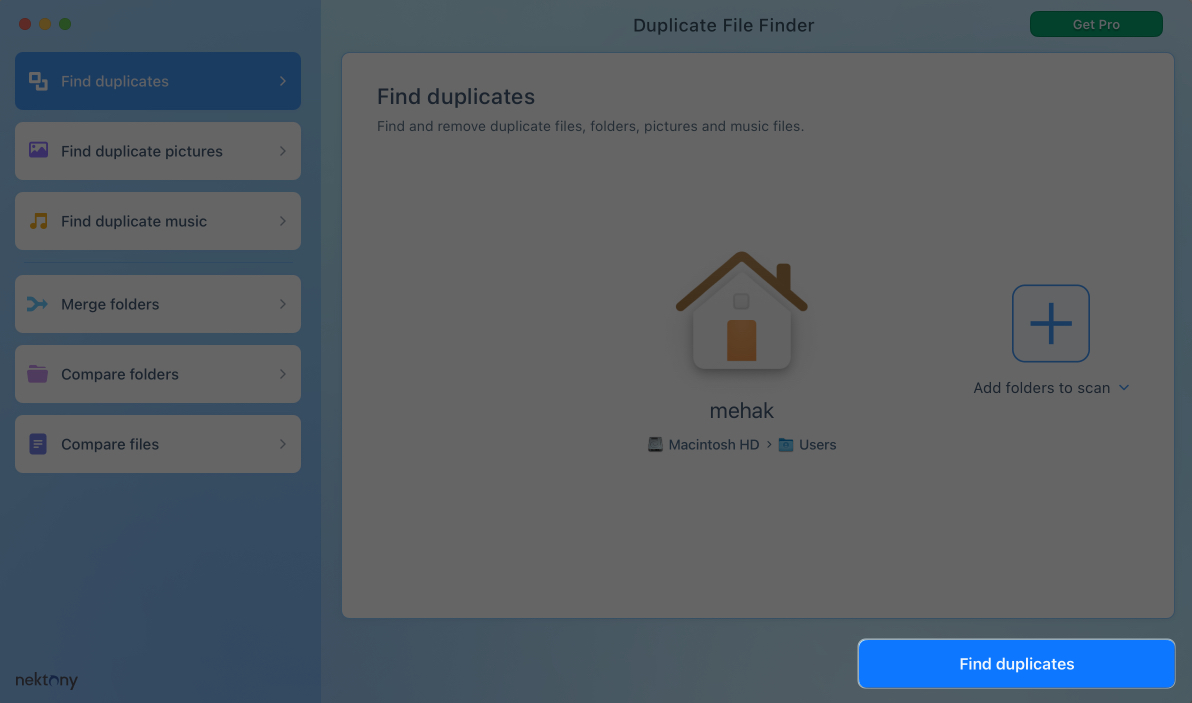 Open app and tap on find duplicate button