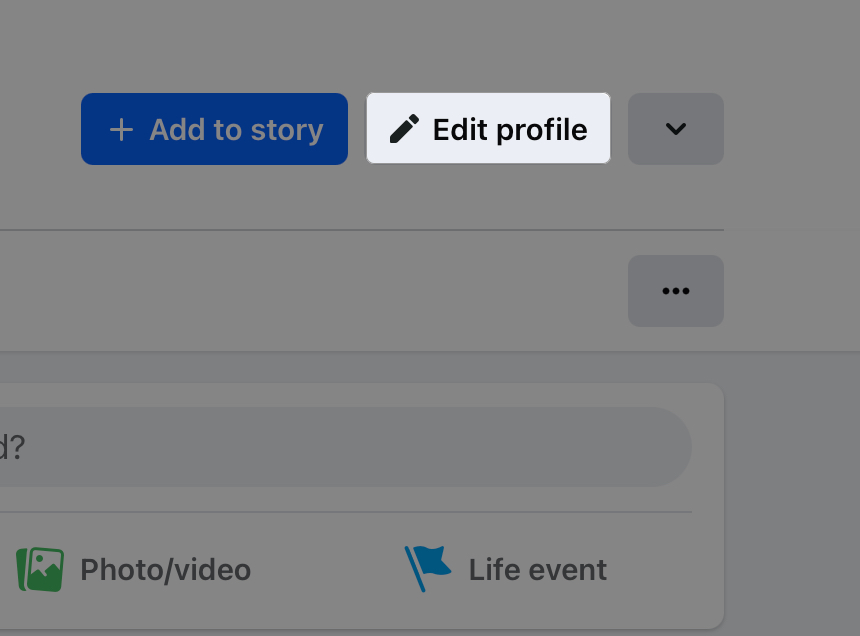 Edit profile button on the facebook website