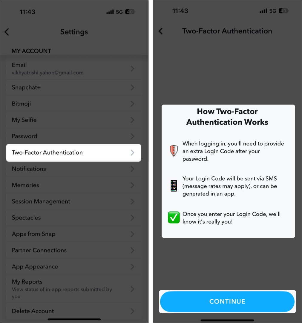 Select two factor authentication then follow the on screen instructions